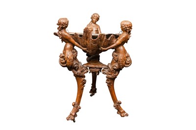 Lot 55 - An Italian carved walnut figural table, mid to late 19th Century