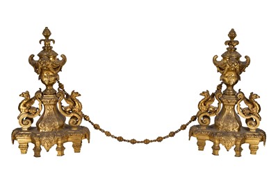 Lot 98 - A pair of Renaissance Revival gilt bronze andirons, mid-19th century