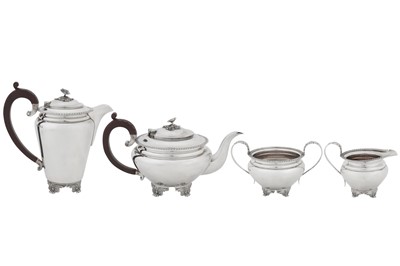 Lot 380 - An Elizabeth II sterling silver four piece tea and coffee service, Birmingham 1963 by Barker Ellis and Co