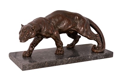 Lot 77 - Thomas François Cartier (French, 1879-1936), a patinated Animalier bronze of a Panther