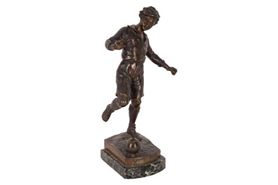 Lot 84 - Sylvain Kinsburger (French, 1855-1935), patinated bronze 'Joueur de Football'