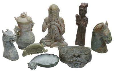 Lot 629 - A GROUP OF CHINESE JADE CARVINGS