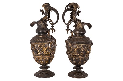 Lot 74 - A pair of late 19th century Renaissance Revival ewers