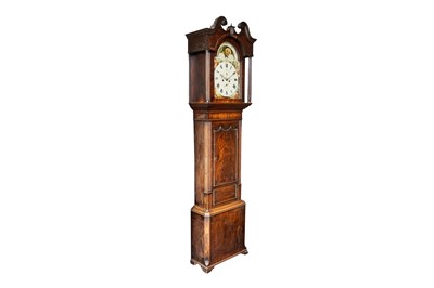 Lot 123 - A LATE GEORGE III MAHOGANY INLAID LONGCASE CLOCK CIRCA 1810