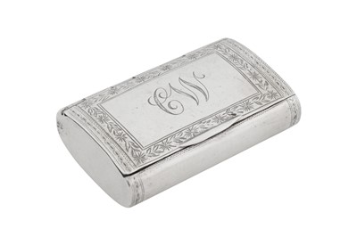 Lot 222 - A mid-19th century Chinese export silver snuff box, Canton circa 1850 retailed by Sun Shing