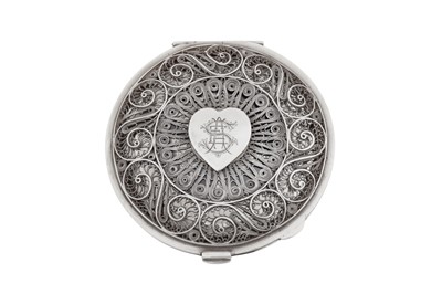 Lot 257 - An early 20th century Iraqi silver and niello compact, Omara circa 1930 singed ?