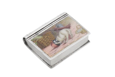 Lot 49 - A Victorian sterling silver and enamel novelty vesta case, Birmingham 1886 by Horton and Allday
