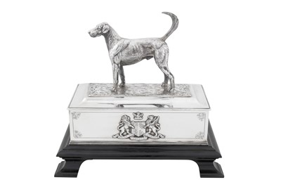 Lot 70 - An Edwardian sterling silver presentation cigar or cigarette casket, London 1903 by James Dixon and Sons
