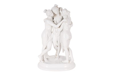 Lot 233 - SITZENDORF PORCELAIN MODEL OF THE THREE GRACES, AFTER ANTONIO CANOVA