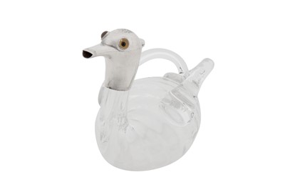 Lot 286 - An early 20th century German novelty 800 standard silver mounted glass bottle decanter, Schwäbisch Gmünd circa 1920 by Wilhelm T Binder