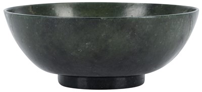 Lot 90 - A CHINESE SPINACH-GREEN JADE BOWL