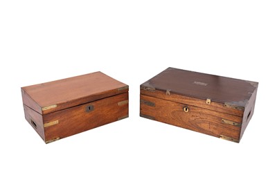 Lot 282 - VICTORIAN BRASS BOUND MAHOGANY WRITING SLOPE