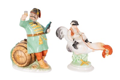 Lot 219 - TWO HEREND PORCELAIN FIGURES