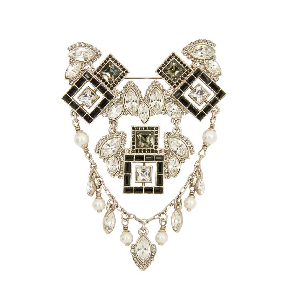 Lot 242 - Chanel Black Art Deco Drop Brooch