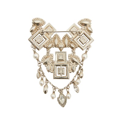 Lot 242 - Chanel Black Art Deco Drop Brooch