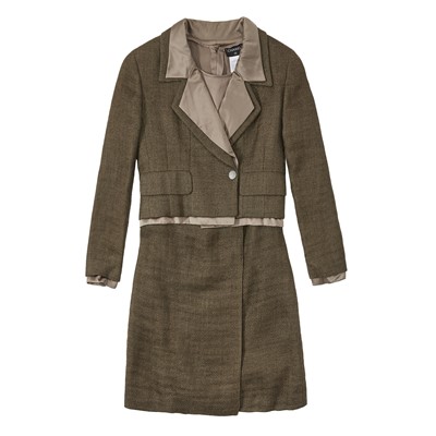 Lot 78 - Chanel Khaki Mohair Three Piece Skirt Suit - Size 38