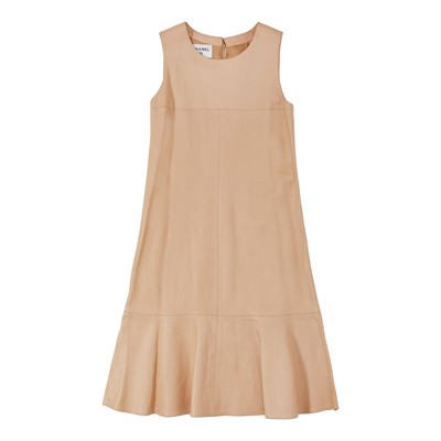 Lot 123 - Chanel Beige Leather A Line Sleeveless Dress - Size 36