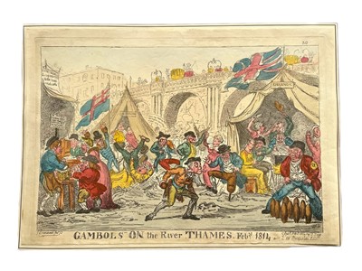 Lot 186 - Cruikshank. Gambols On the River Thames. Feb. 1814