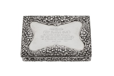 Lot 22 - An early Victorian sterling silver snuff box, Birmingham 1838 by Nathaniel Mills