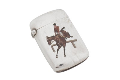 Lot 47 - An early 20th century 800 standard silver and enamel vesta case, Vienna by Georg Adam Scheid (1838-1921, reg. 1882)