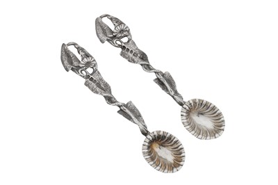 Lot 329 - A pair of Victorian sterling silver naturalistic salt spoons, Birmingham 1852 probably by Hilliard and Thompson