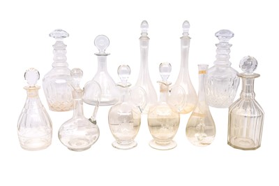 Lot 184 - A GROUP OF GLASS DECANTERS