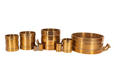 Lot 104 - A set of Victorian brass Imperial Standard Measures for the County of Leicester, circa 1858