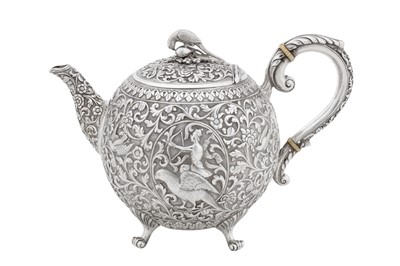 Lot 174 - A rare early 20th century Anglo – Indian silver teapot, Cutch, Bhuj circa 1910 by Oomersi Mawji jnr (active 1890-1930)