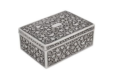 Lot 170 - A late 19th / early 20th century Anglo – Indian silver cigarette box, Cutch, Bhuj circa 1900 by Oomersi Mawji Jnr (active circa 1890-1930)