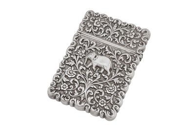 Lot 168 - A late 19th century Anglo – Indian silver card case, Cutch, Bhuj circa 1890 by Oomersi Mawji (active 1860-90)