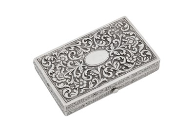 Lot 167 - A late 19th century Anglo – Indian silver cigarette case, Cutch, Bhuj circa 1880 by Oomersi Mawji (active 1860-90)