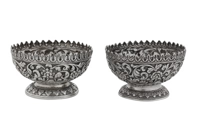Lot 158 - A pair of late 19th century Anglo – Indian silver salts, Cutch, Bhuj circa 1880 by Oomersi Mawji (active circa 1860-90)
