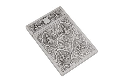 Lot 136 - A late 19th century Anglo – Indian unmarked silver card case, Madras circa 1890