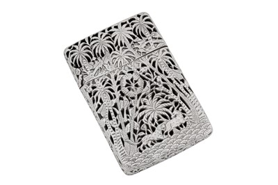 Lot 100 - An early 20th century Anglo - Indian unmarked silver card case, Lucknow circa 1910