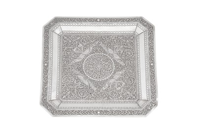 Lot 190 - An early 20th century Ceylonese (Sri Lankan) unmarked silver tray, Kandy circa 1930