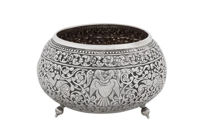 Lot 186 - An early 20th century Ceylonese (Sri Lankan) unmarked silver box, Kandy circa 1930