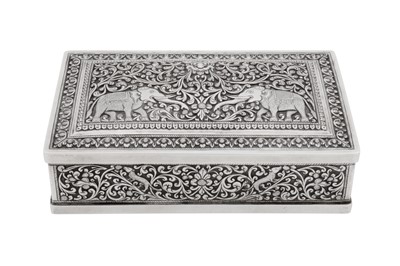 Lot 191 - An early 20th century Ceylonese (Sri Lankan) unmarked silver cigarette box, Kandy circa 1930, made by D.D. Wimalaratna