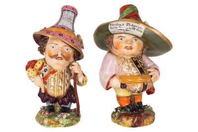 Lot 131 - A pair of early 19th-century porcelain Mansion House Dwarf figures