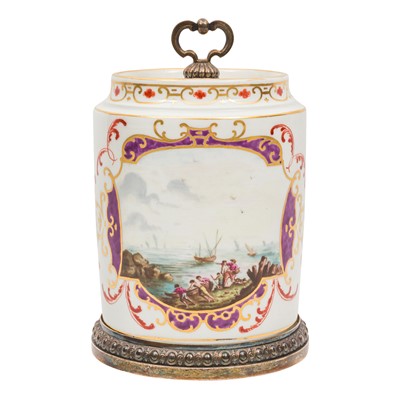 Lot 347 - French silver-mounted porcelain tea caddy, circa 1900