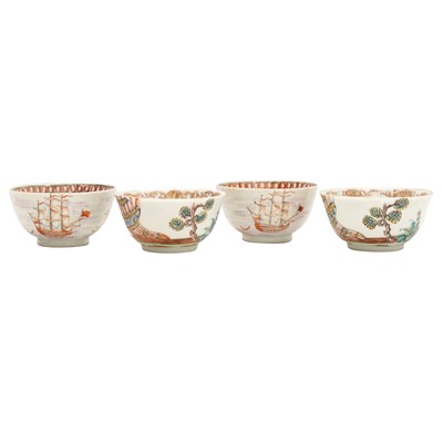 Lot 310 - Four Chinese export famille-rose tea bowls, Qing dynasty, Qianlong period