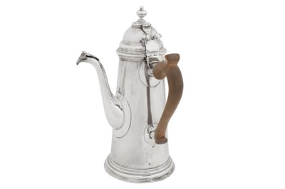 Lot 475 - A Queen Anne Britannia standard silver chocolate pot, London 1713 by Gabriel Sleath
