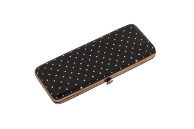 Lot 11 - A George III unmarked gold mounted tortoiseshell pique work tooth pick case, probably London circa 1780