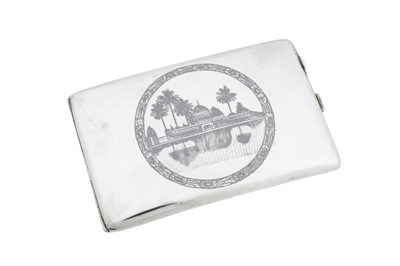 Lot 252 - An early 20th century Iraqi silver and niello cigarette case, Omara circa 1940