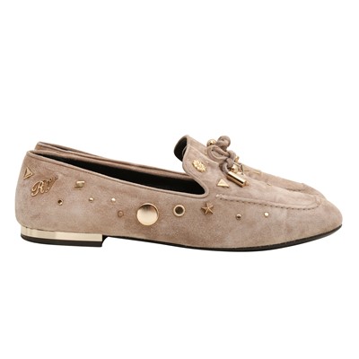 Lot 460 - Roger Vivier Taupe Lucky Charms Flat Loafer - Size 37.5