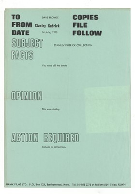 Lot 264 - Stanley Kubrick Interest.