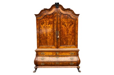 Lot 31 - A mid 18th Century Dutch figured walnut armoire or press cupboard, Circa 1760