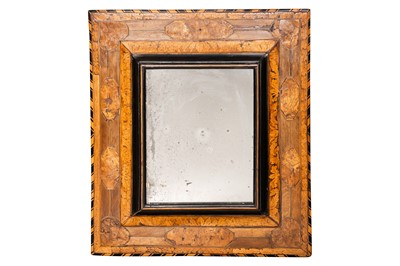 Lot 42 - A Dutch marquetry and burr walnut mirror frame, 17th century
