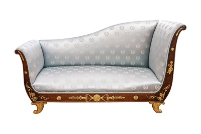 Lot 29 - A French Second Empire mahogany and ormulu-mounted méridienne, circa 1860-1870
