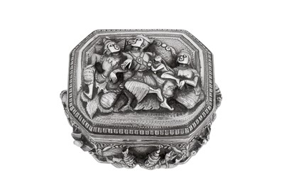 Lot 177 - A late 19th century Burmese unmarked silver box, probably Mandalay circa 1890