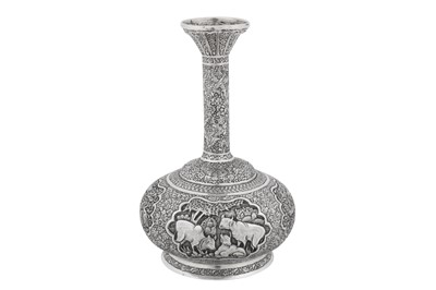 Lot 243 - An early to mid-20th century Persian (Iranian) unmarked silver vase, Isfahan circa 1930-40